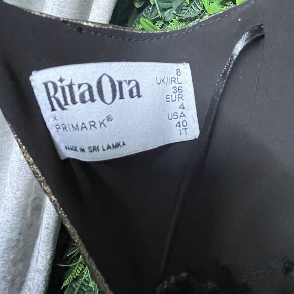 RITA ORA X PRIMARK Dress Women 4 Gold Bohemian Flowy Formal Open Back 2668‎ - Picture 4 of 8